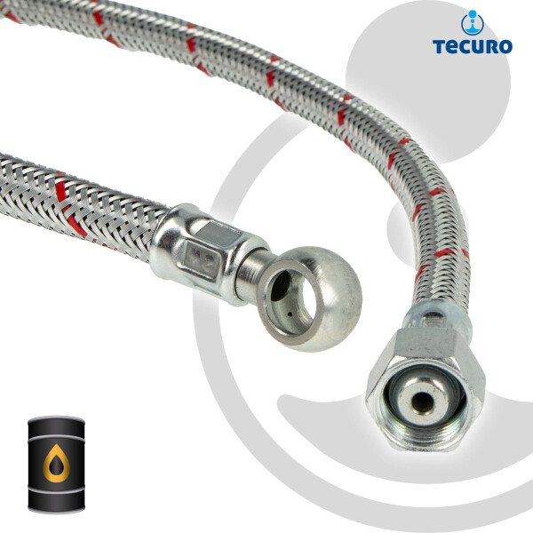 tecuro Universal - Ölschlauch mit Ringanschluss Ø 10 mm (innen) x 3/8 Zoll ÜWM x 1500 mm - konisch dichtend