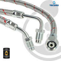 tecuro Universal - Ölschlauch mit losem 1/4 Zoll Dichtnipppel x 3/8 Zoll Überwurfmutter - konisch dichtend