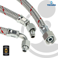 tecuro Universal Ölschlauch mit SR 8 LLR Konus mit M12x1 ÜWM - Rohrbogen x 3/8 Zoll Überwurfmutter - konisch dichtend