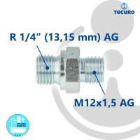tecuro Einschraubnippel M12x1,5 AG x R 1/4 Zoll AG mit Innenkonus (iK), Stahl verzinkt
