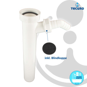 tecuro Tauchrohr 1 1/2 Zoll x Ø 40 x 250 mm mit Geräteanschluss für Spülensiphon