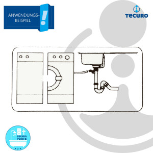 tecuro Tauchrohr 1 1/2 Zoll x Ø 40 x 250 mm mit Geräteanschluss für Spülensiphon