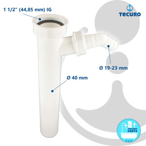 tecuro Tauchrohr Ø 40 x 250 mm mit Geräteanschluss für Spülensiphon