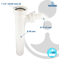 tecuro Tauchrohr 1 1/2 Zoll x Ø 40 x 250 mm mit Geräteanschluss für Spülensiphon