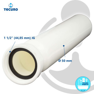 tecuro Tauchrohr/Verstellrohr Ø 50 x 250 mm mit 1 1/2 Zoll Überwurfmutter