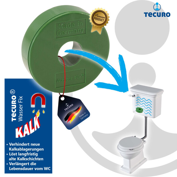 tecuro WasserFix Magnetring G-1800 mit eingebautem Magnet - verringert Verkalkungen in Spülkästen