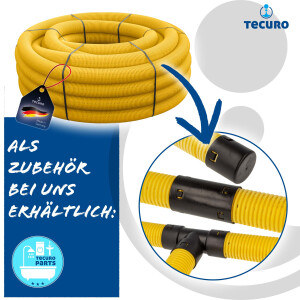 tecuro Drainagerohr, flexibel, gewellt und geschlitzt, DN 50 60 80 100, verschiedene Längen, PVC-U, DIN 1187