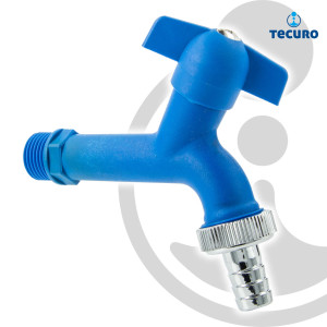tecuro KTW-Auslaufventil 1/2 Zoll mit Schlauchtülle, blau