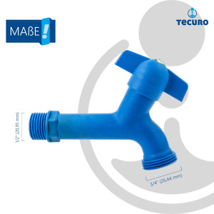 tecuro KTW-Auslaufventil 1/2 Zoll mit Schlauchtülle, blau