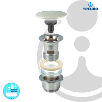 tecuro Pop Up Keramik Ablaufventil 1 1/4 Zoll, für Waschbecken, Messing verchromt
