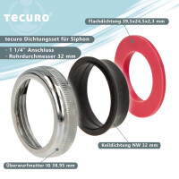 tecuro Rändelmutter - Verbindungsmutter-Set für 1 1/4 Zoll Waschtisch-Siphons
