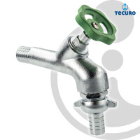 tecuro Auslaufventil 1/2 Zoll, Handrad-Oberteil, Schlauchtülle - Messing mattverchromt