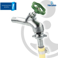 tecuro Auslaufventil 1/2 Zoll, Handrad-Oberteil, Schlauchtülle - Messing mattverchromt