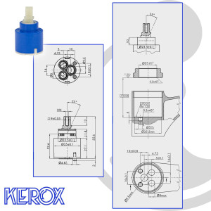 KEROX Kartusche K-35 A - Ø 35 mm Steuereinheit Regeleinheit für Einhebel-Armaturen Bad/Küche