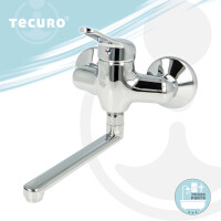 tecuro Wand - Spültischarmatur, glanzverchromt, SONDERAUSFÜHRUNG mit Stichmaß 100 mm