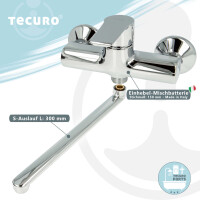 tecuro K15 DESIGN Wand - Spültischarmatur, glanzverchromt, mit Auslauf 300 mm