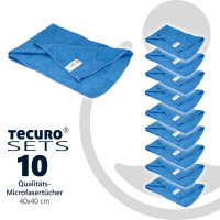 ULITH Clean-Basic Microfasertuch (10 Stück), 40 x 40 cm, Blau, 210 GSM, Robust, Langlebig, mit hoher Wasseraufnahme