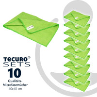 ULITH Clean-Profi Microfasertuch (10 Stück), 40 x 40 cm, Grün, 300 GSM, Robust, Langlebig, mit hoher Wasseraufnahme