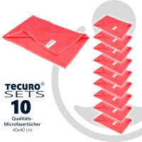 ULITH Clean-Profi Microfasertuch (10 Stück), 40 x 40 cm, Rot, 300 GSM, Robust, Langlebig, mit hoher Wasseraufnahme