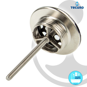 tecuro Universal Ablaufventil 1 1/4 Zoll x Ø 63 mm, Siebplatte Edelstahl poliert