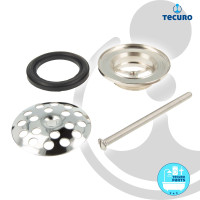 tecuro Universal Ablaufventil 1 1/4 Zoll x Ø 63 mm, Siebplatte Edelstahl poliert