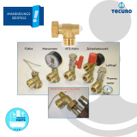 tecuro Eckverschraubung Überwurfmutter (flachdichtend) x Außengewinde x Innengewinde, reduziert - MS-blank CW617N