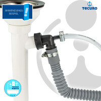 tecuro 90° Geräteanschlusstülle mit 1 Zoll UWM x Tülle 19-23 mm und Kondensatanschluss Ø 8 mm, REZYKLAT