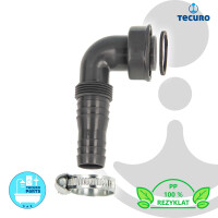 tecuro 90° Geräteanschlusstülle 1 Zoll ÜWM x Tülle 19-23 mm oder 3/4 Zoll AG, extra lang, für Spülensiphon, REZYKLAT