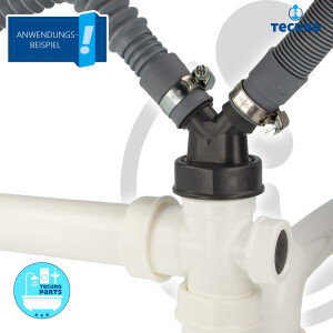 tecuro Doppel Geräteanschlusstülle 1 1/2 Zoll ÜWM x Tüllen 19-23 mm für Küchen- Spülensiphon, REZYKLAT