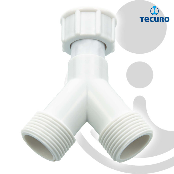 tecuro 2-Wege Y-Verteiler Gabelstück allseitig 3/4 Zoll AG/AG/IG - Kunststoff weiß
