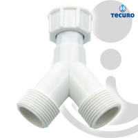 tecuro 2-Wege Verteiler Gabelstück allseitig 3/4 Zoll - Kunststoff weiß
