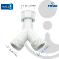 tecuro 2-Wege Y-Verteiler Gabelstück allseitig 3/4 Zoll AG/AG/IG - Kunststoff weiß