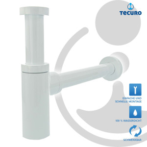 tecuro DESIGN Flaschen-Geruchsverschluss Messing weiß (RAL 9010)