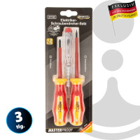 MASTERPROOF PROFESSIONAL Elektriker- Schraubendreher-Satz mit Spannungsprüfer 250 V, Schlitz/Kreuzschlitz, VDE / GS,  21133