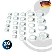 MASTERPROOF PROFESSIONAL Schlauchschellen-Sortiment 26-tlg. - Ø 16 - Ø 40 mm, Stahl verzinkt, Schlauchklemmen