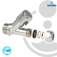 tecuro COMFORT Schrägsitzventil 1/2 Zoll x 3/8 Zoll, nicht selbstdichtend, MS-glanzverchromt