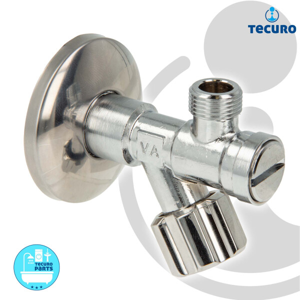 tecuro Eckventil mit Schmutzfilter 1/2 Zoll AG x 3/8 Zoll Außengewinde, Messing verchromt