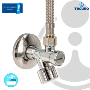 tecuro Eckventil mit Schmutzfilter 1/2 Zoll AG x 3/8 Zoll Außengewinde, Messing verchromt