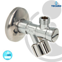 tecuro Eckventil mit Schmutzfilter 1/2 Zoll AG x 3/8 Zoll Außengewinde, Messing verchromt