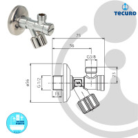 tecuro Eckventil mit Schmutzfilter 1/2 Zoll AG x 3/8 Zoll Außengewinde, Messing verchromt