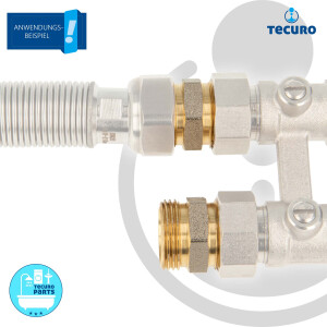 tecuro Doppelnippel mit beidseitig Eurokonus G 3/4 Zoll AG, DN 20, DVGW, Messing teilvernickelt