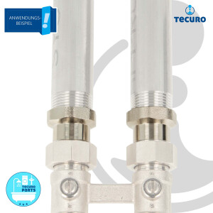tecuro 2-er Set, Verlängerung 20 mm Eurokonus 3/4 Zoll AG/IG, DN 20, Messing vernickelt