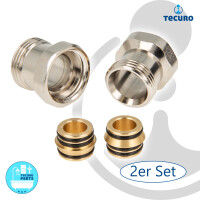 tecuro 2-er Set, Verlängerung 20 mm Eurokonus 3/4 Zoll AG/IG, DN 20, Messing vernickelt