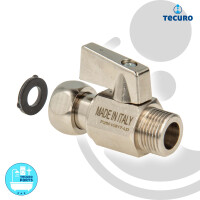 tecuro MINI Kugelhahn Überwurfmutter 3/8 Zoll x Außengewinde 3/8 Zoll, DN10, Messing verchromt