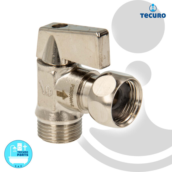 tecuro MINI Winkel-Kugelhahn Überwurfmutter 3/8 Zoll x Außengewinde 3/8 Zoll, DN10, Messing verchromt