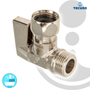 tecuro MINI Winkel-Kugelhahn Überwurfmutter 3/8 Zoll x Außengewinde 3/8 Zoll, DN10, Messing verchromt