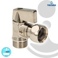 tecuro MINI Winkel-Kugelhahn Überwurfmutter 3/8 Zoll x Außengewinde 3/8 Zoll, DN10, Messing verchromt