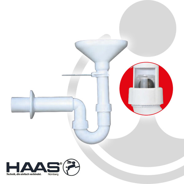 HAAS Kugelverschluss - Trichtersiphon - Geruchsverschluss DN 50, für Ventile/Kondensat/Klima/Heizung Typ 5475
