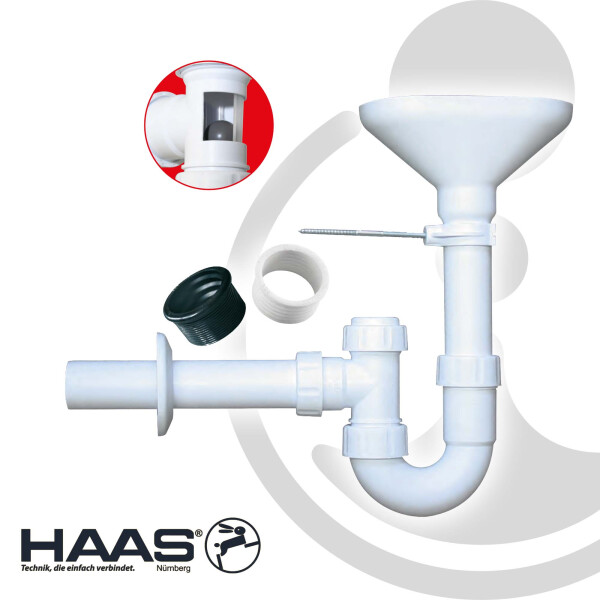 HAAS Kugelverschluss - Trichtersiphon - Geruchsverschluss DN 50, für Ventile/Kondensat/Klima/Heizung Typ 5486