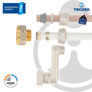 tecuro Reduzierstück Eurokonus G 3/4 Zoll AG x G 1 Zoll IG, DN 20, DVGW, Messing teilvernickelt